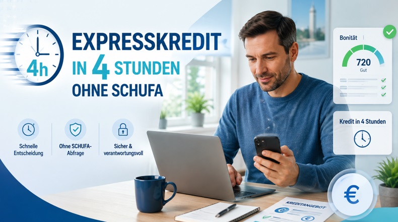 Expresskredit in 4 Stunden ohne SCHUFA